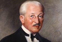 Portrait of a Refined Gentleman Bow Tie & Pince Nez Glasses Oil Painting