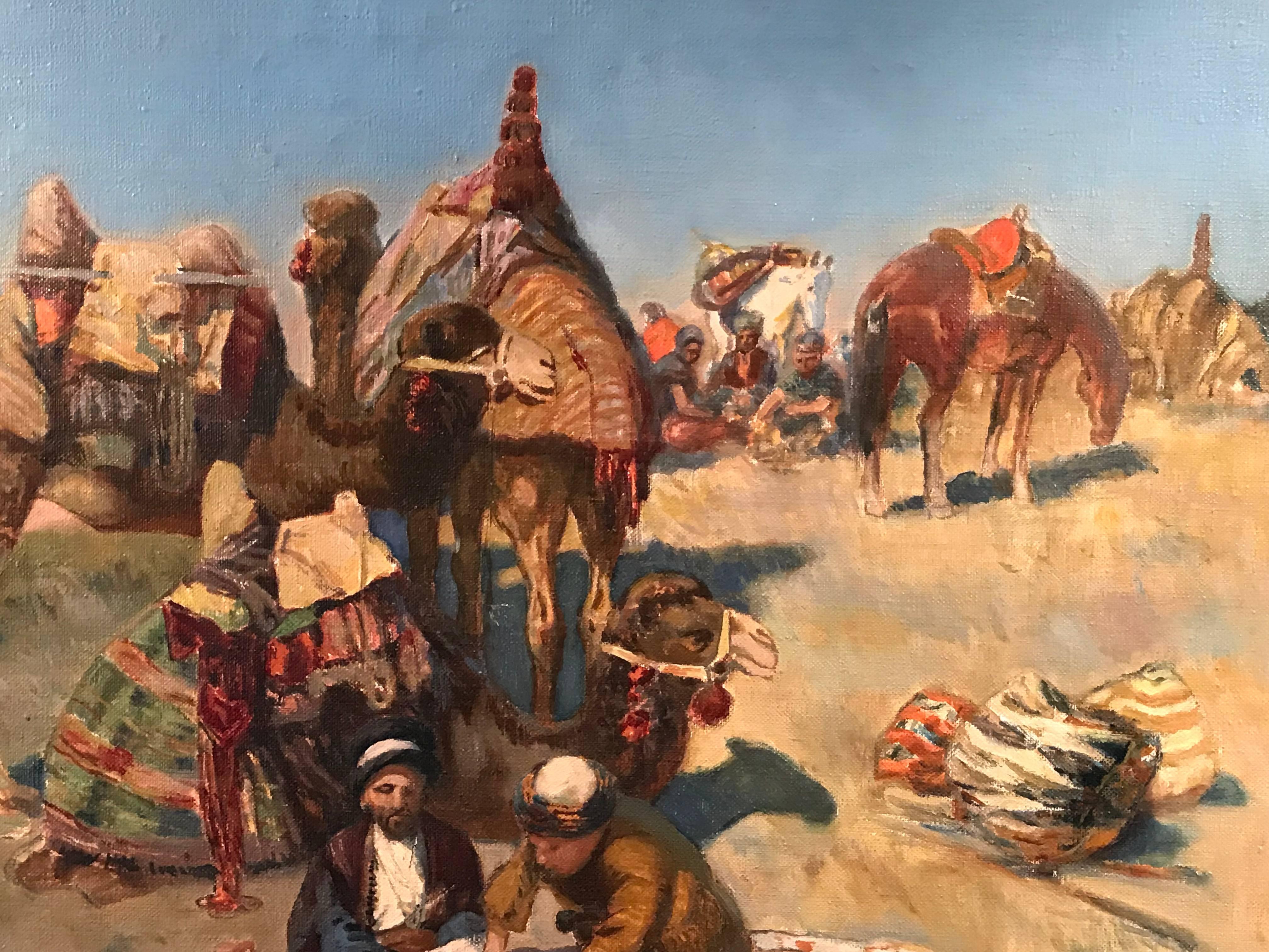 camel in desert painting