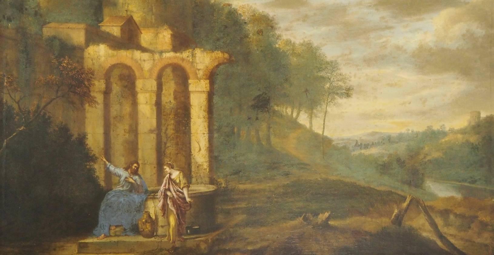 17th Century Old Master Christ & The Lady at the Well - Painting by Unknown