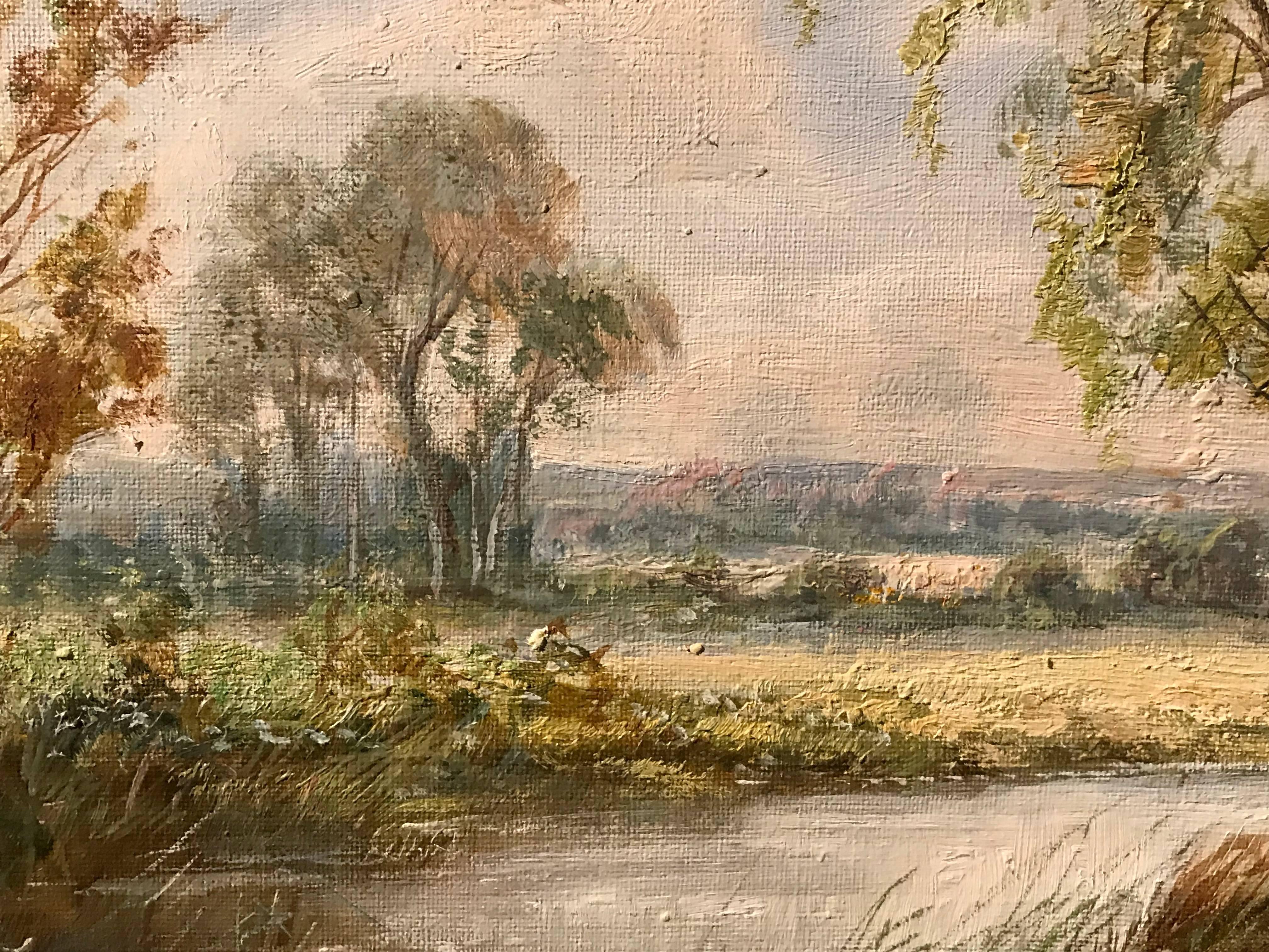 English River Landscape oil painting - Victorian Painting by Daniel Sherrin