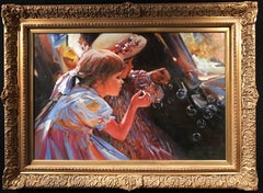Blowing Bubbles, very large oil painting