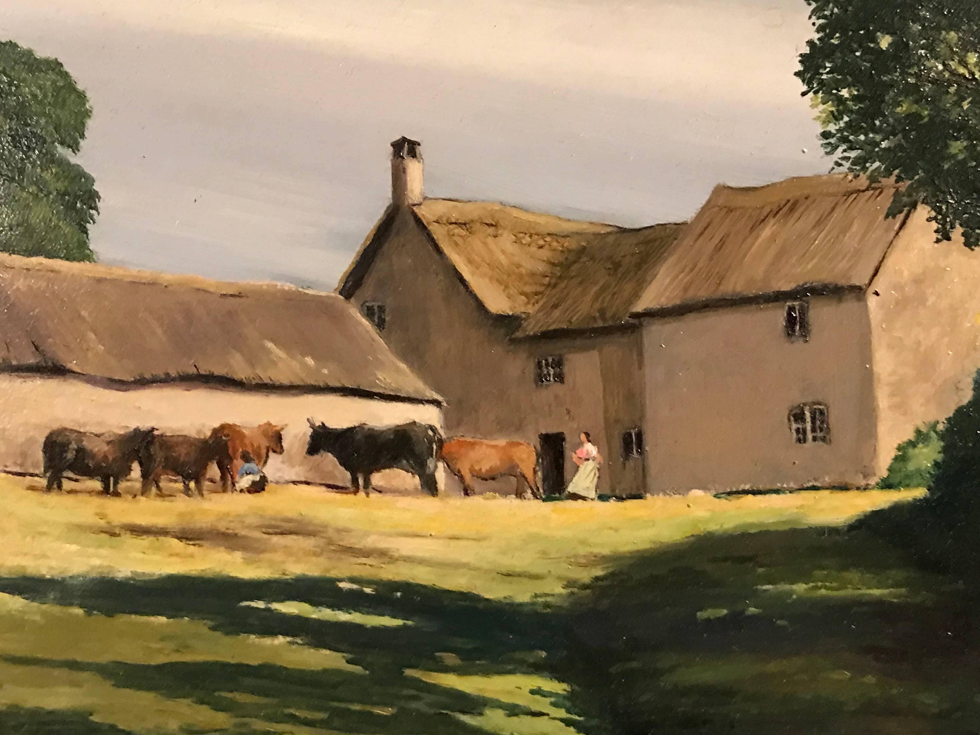 Farm Buildings - Realist Painting by Derrick Hughes