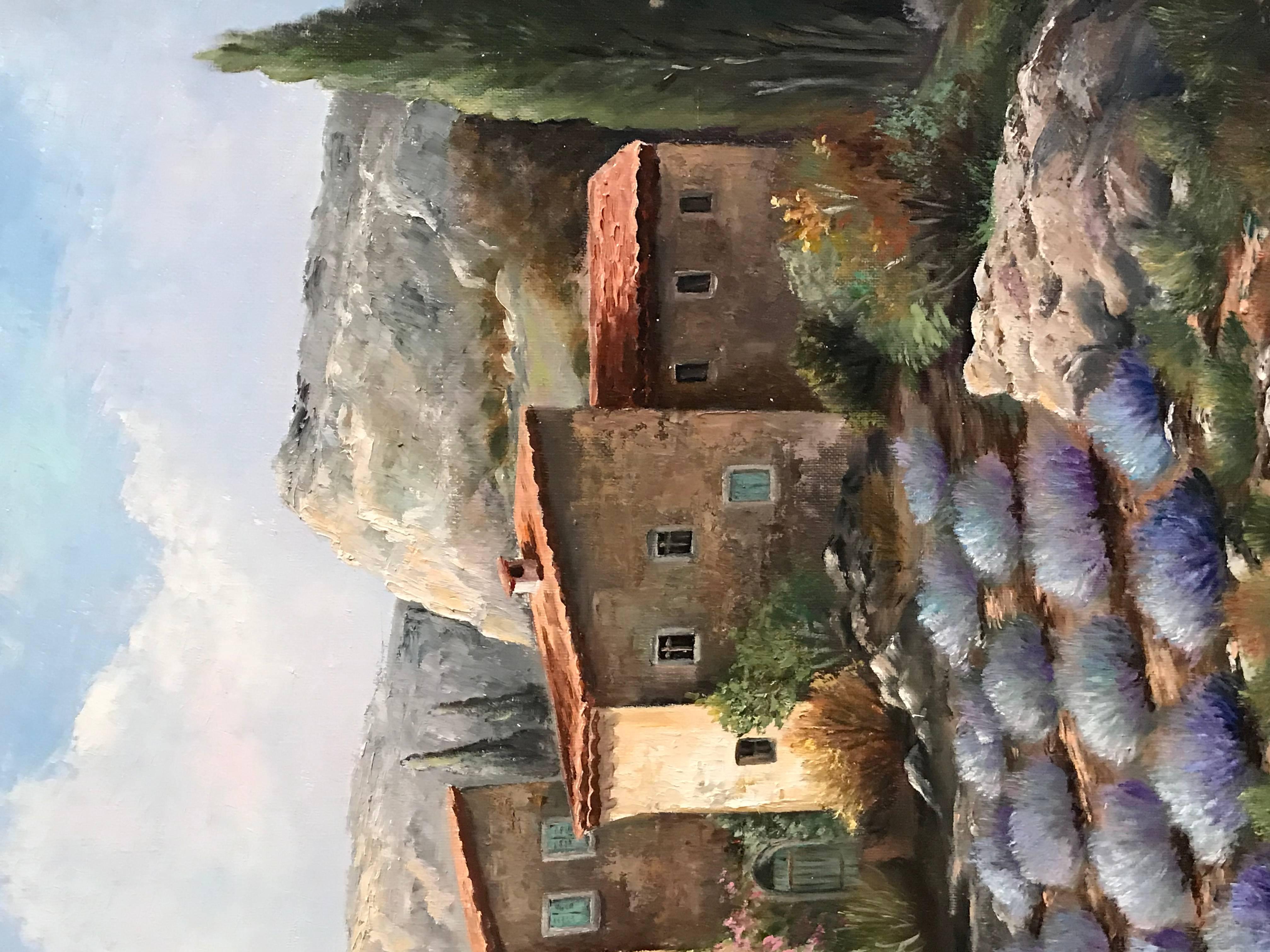 Peinture à l'huile française, champs de lavande en Provence - Impressionnisme Painting par Unknown