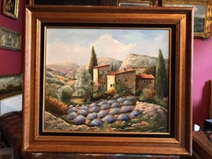 Peinture à l'huile française, champs de lavande en Provence