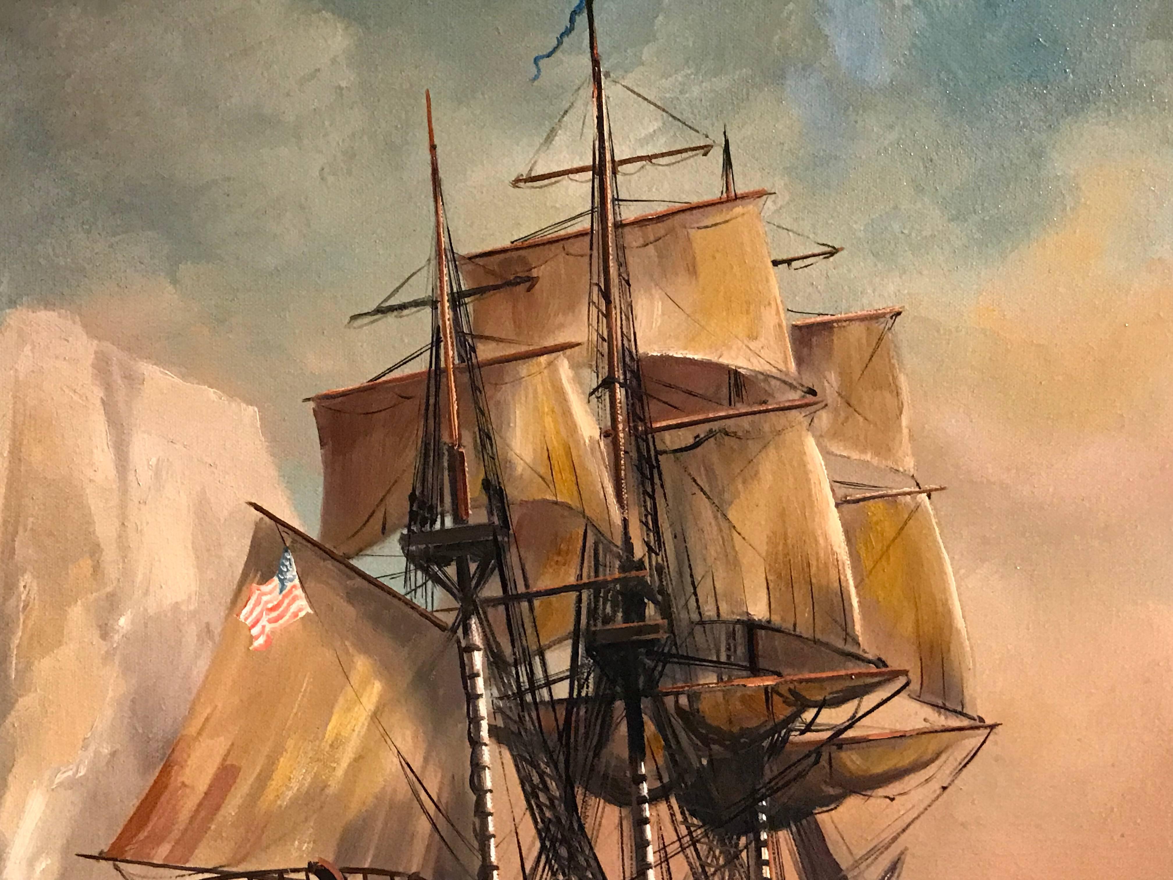 American Galleon Iceberg Waters, signed oil painting 2