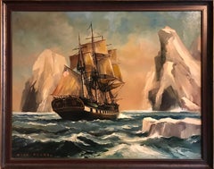 American Galleon Iceberg Waters, signed oil painting