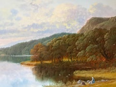 Lake District Landscape with Figures, signed oil painting