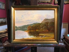 Lake District Landscape with Figures, signed oil painting