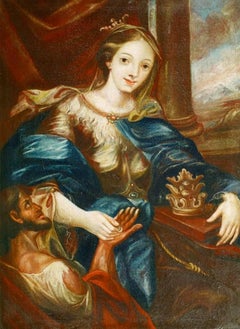 Saint Elizabeth of Thuringia Hungary with the Beggar - Old Master oil painting