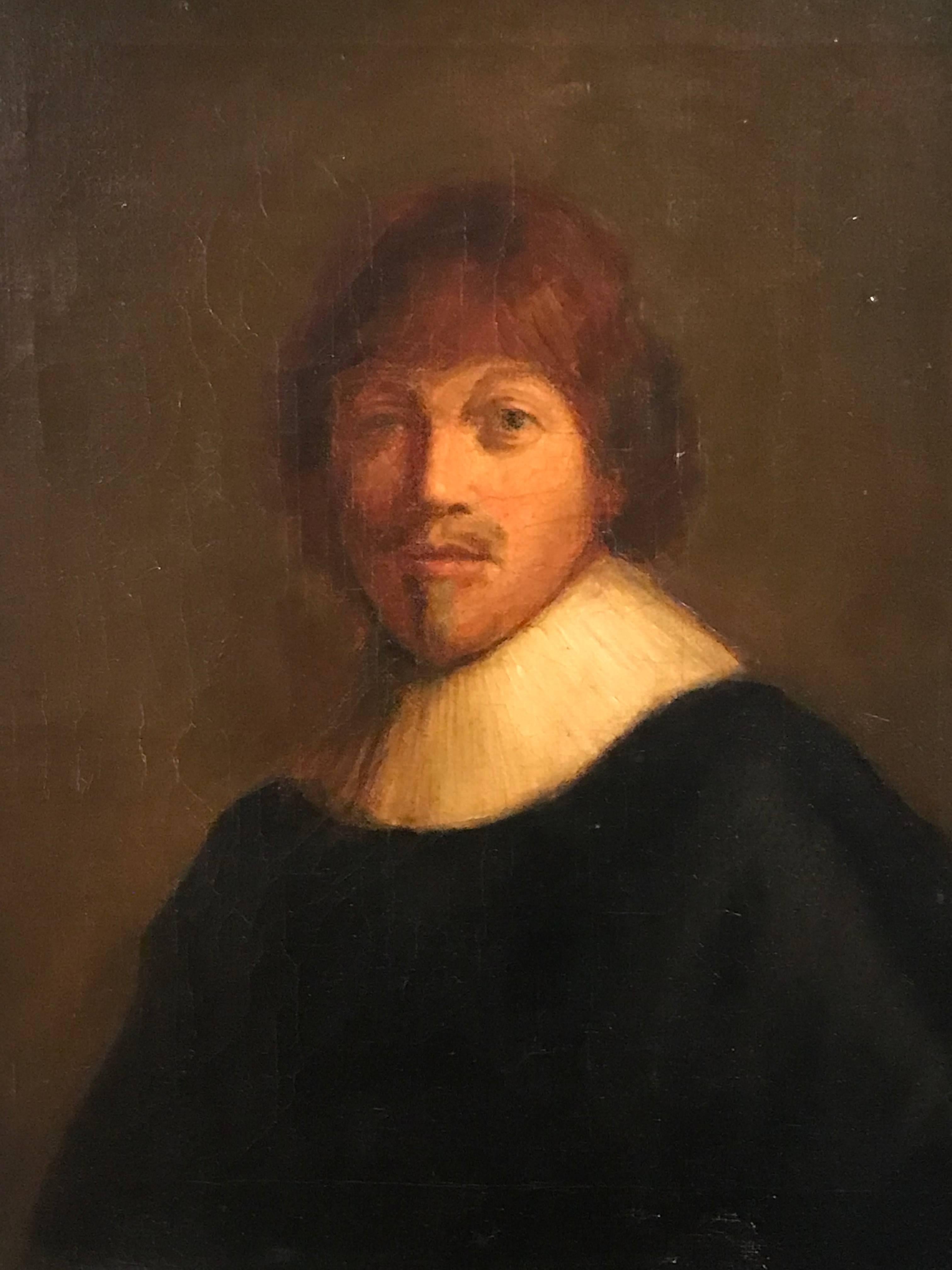 The Dutch Gentleman, Fine Antique Oil Painting on Canvas - Black Portrait Painting by Unknown