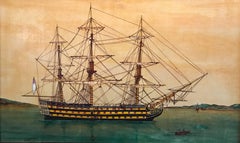 HMS Victory Lord Nelsons Ship at Battle of Trafalgar, oil painting