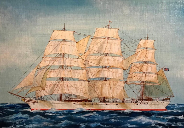 Louis Letouche Landscape Painting - The Garfield, Ship Portrait Maritime Oil Painting
