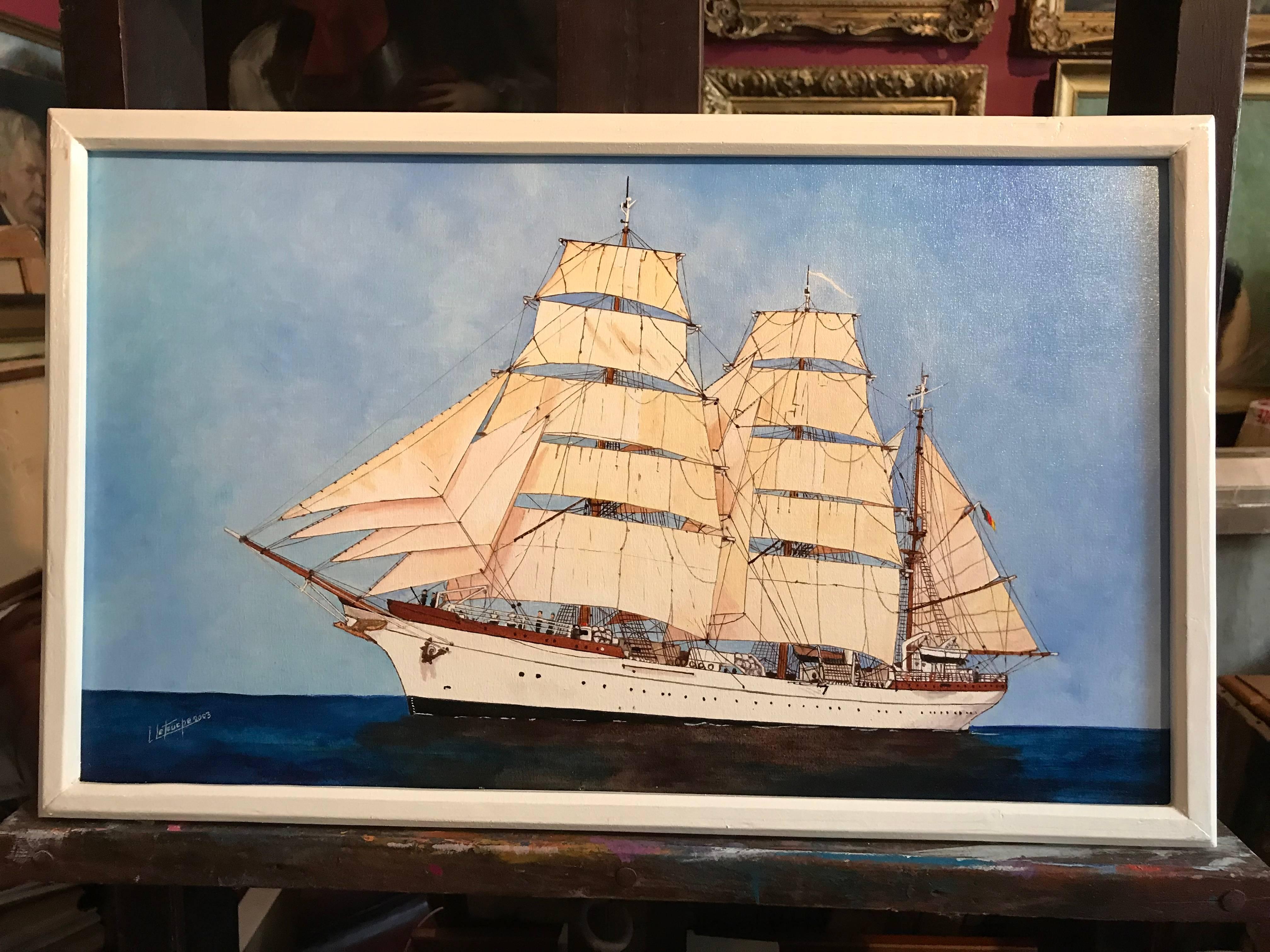 The Gorch Fock II Tall Ship of the German Navy - Painting by Louis Letouche