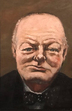 Winston Churchill Portrait, period oil painting