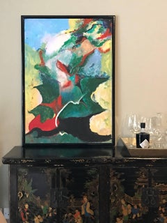 Pintura al óleo abstracta expresionista francesa de gran tamaño