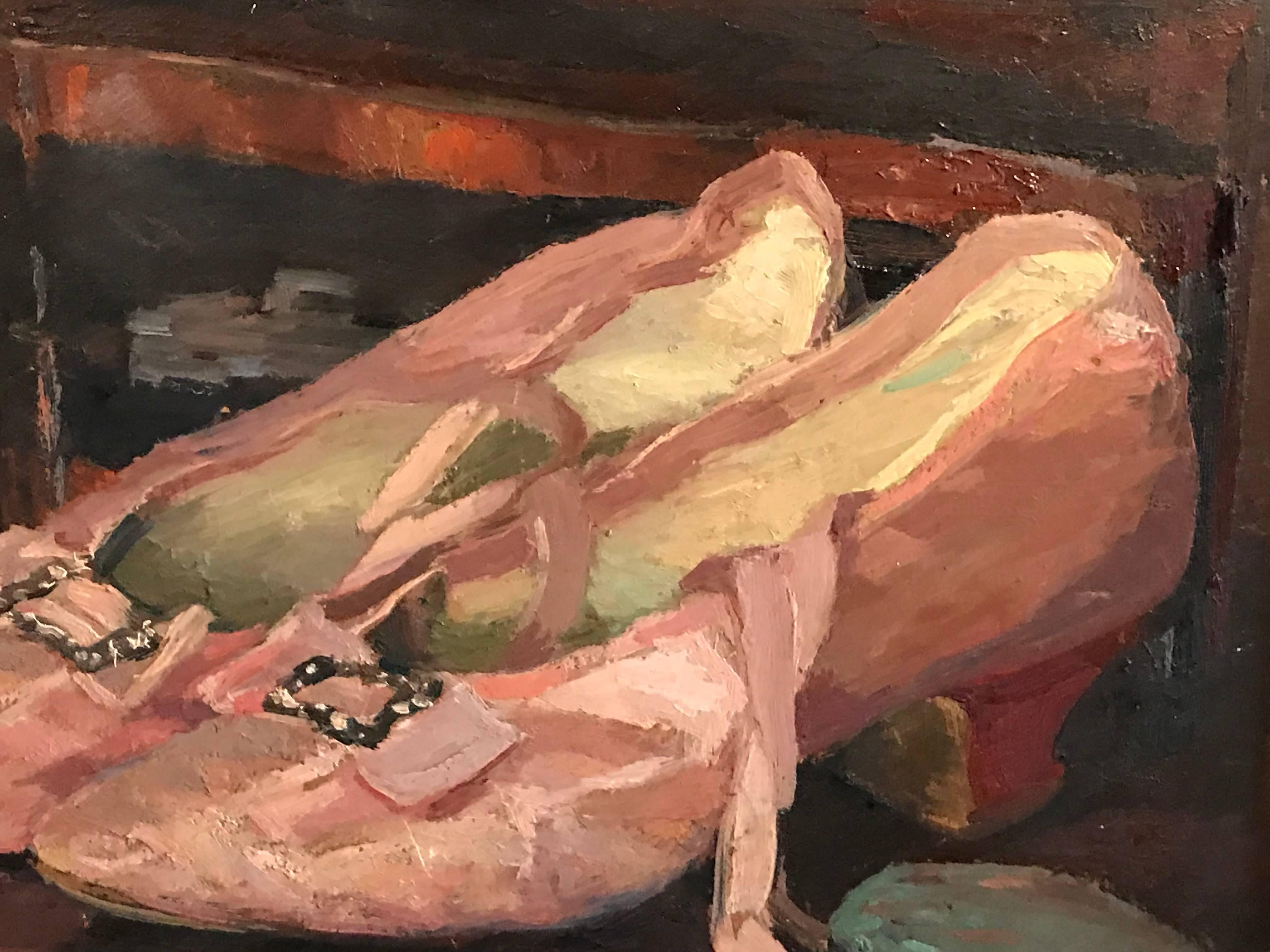The Pink Satin Shoes - Authentic French Impressionist Oil Painting 2