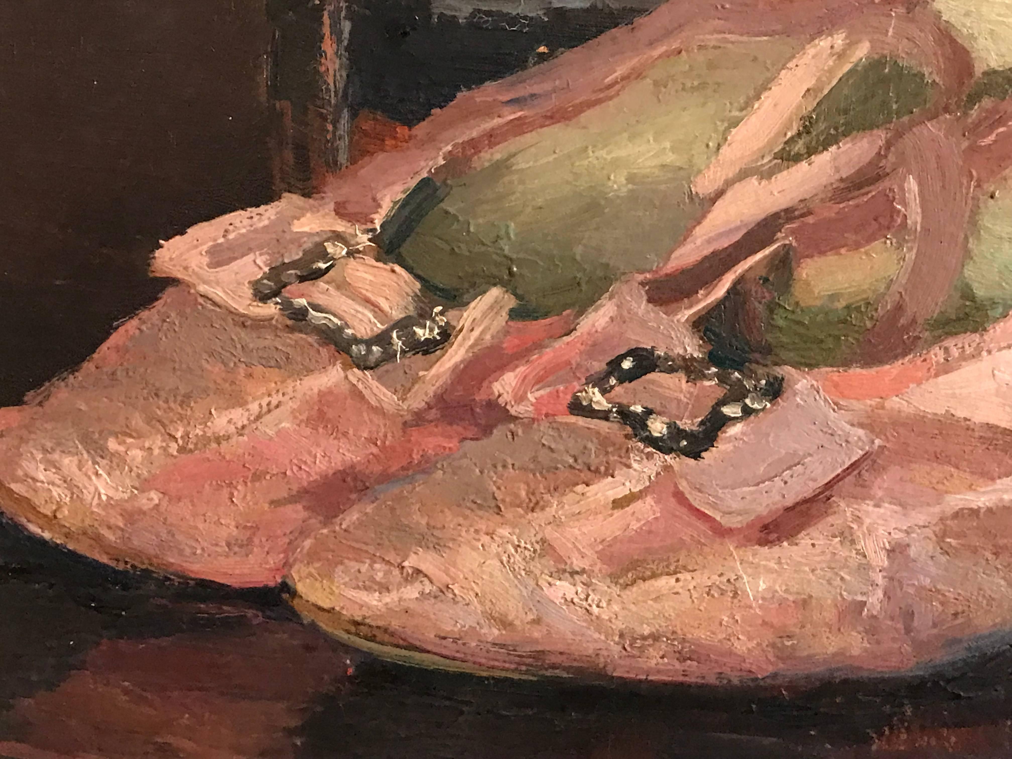 The Pink Satin Shoes - Authentic French Impressionist Oil Painting 3
