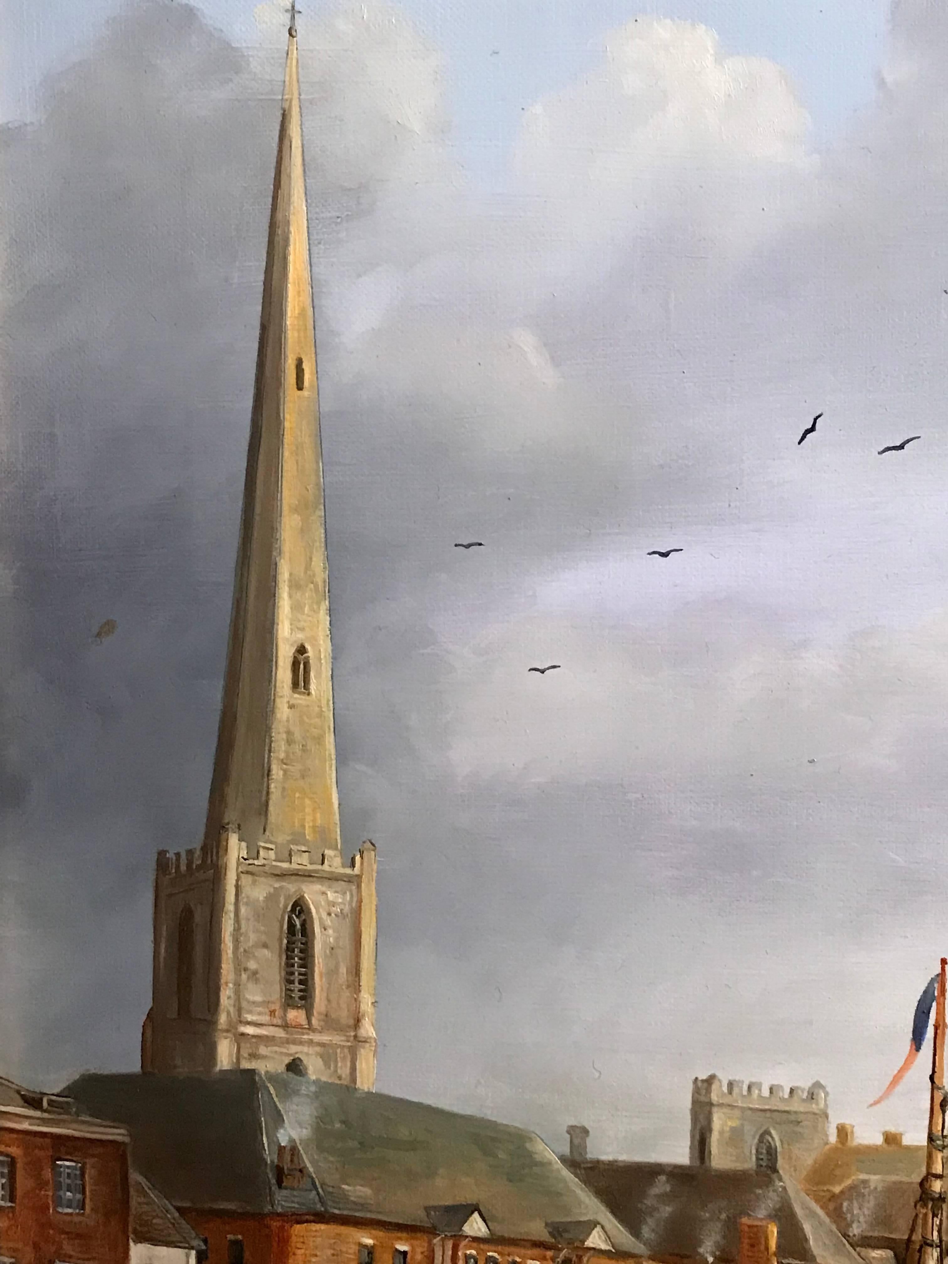 Worcester Bridge & Cathedral, Fine Oil Painting on Canvas 6