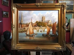 Worcester Bridge & Cathedral, Fine Oil Painting on Canvas