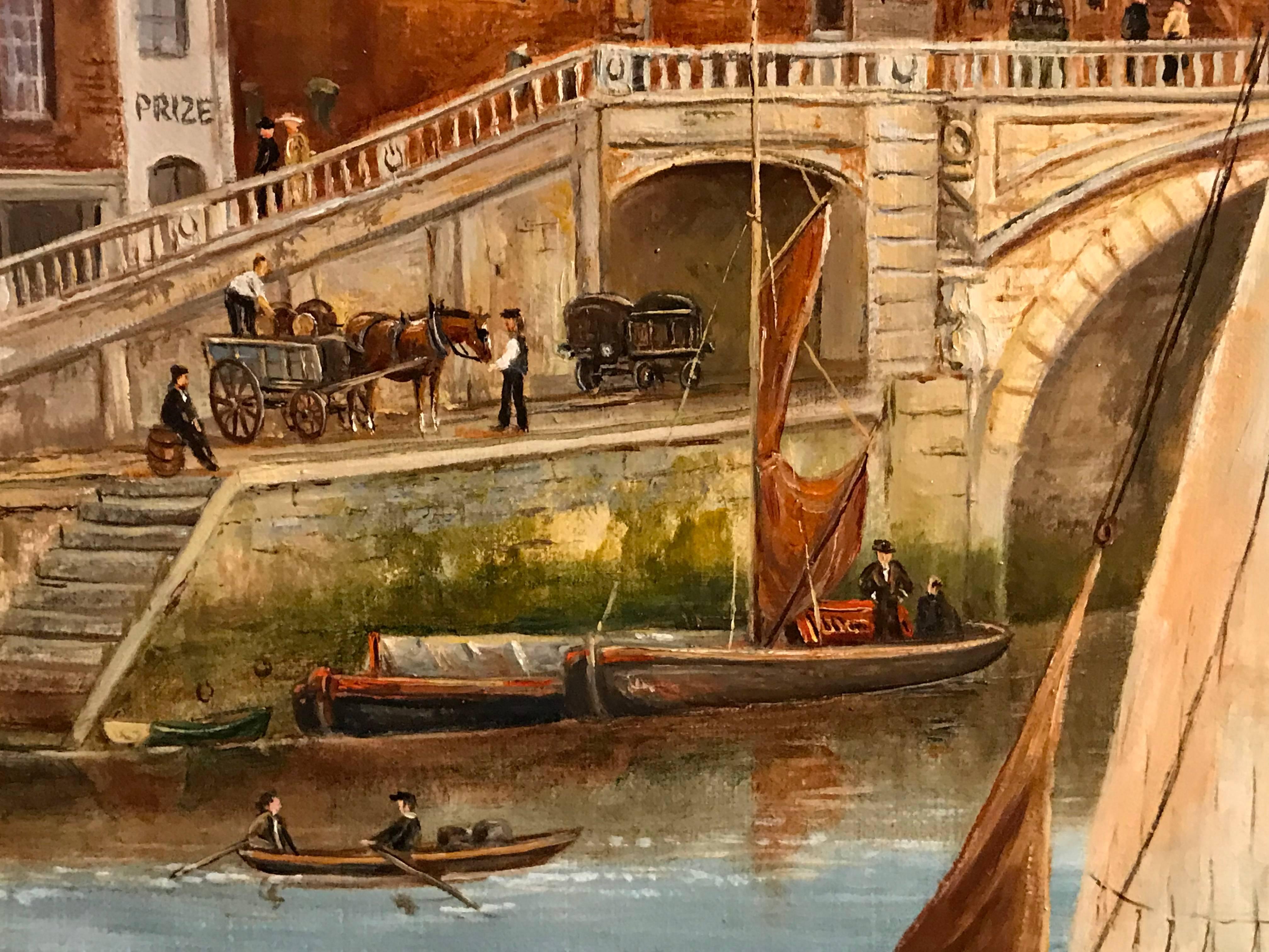 Worcester Bridge & Cathedral, Fine Oil Painting on Canvas 2