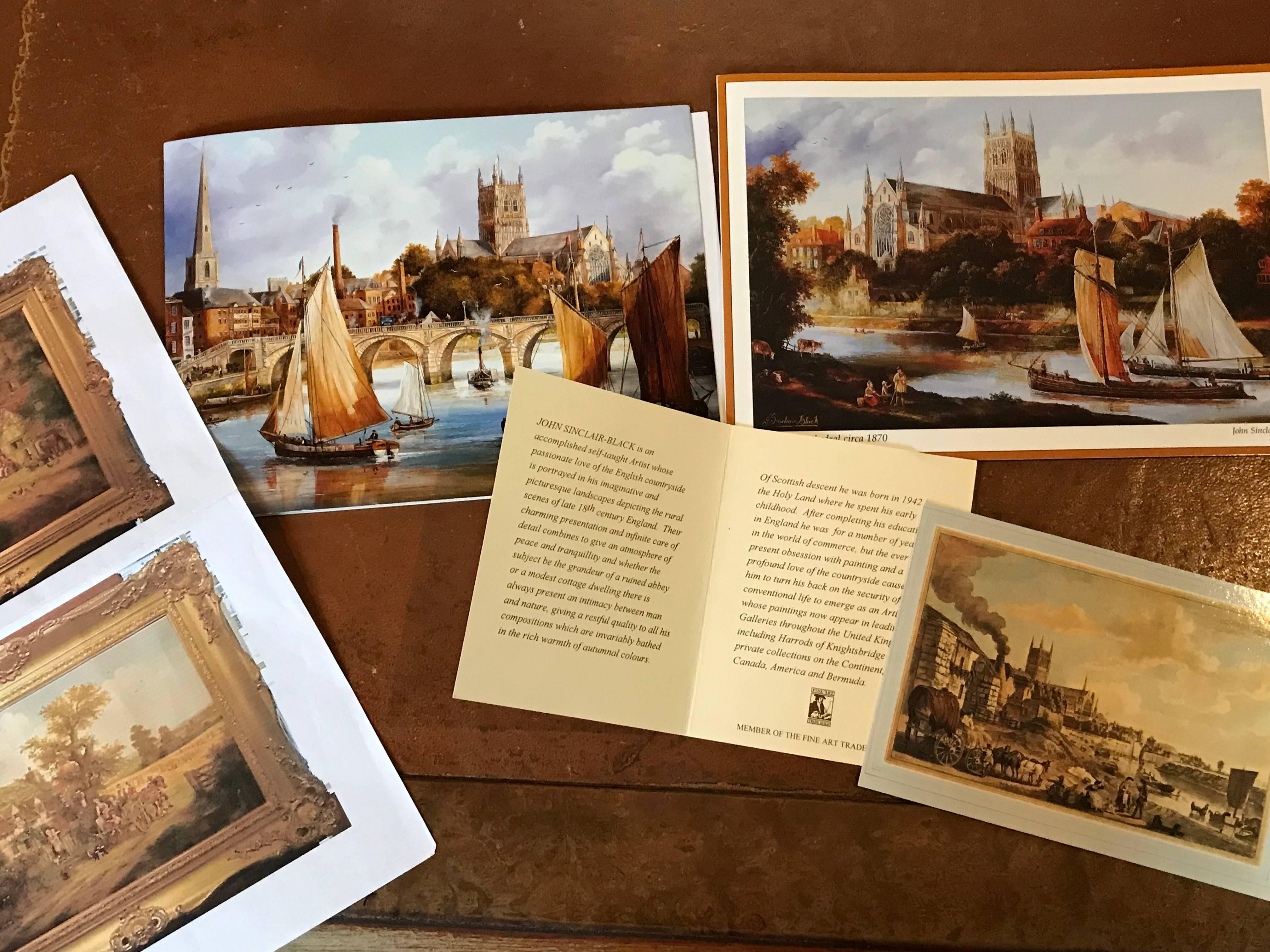 Worcester Bridge & Cathedral, Fine Oil Painting on Canvas 11