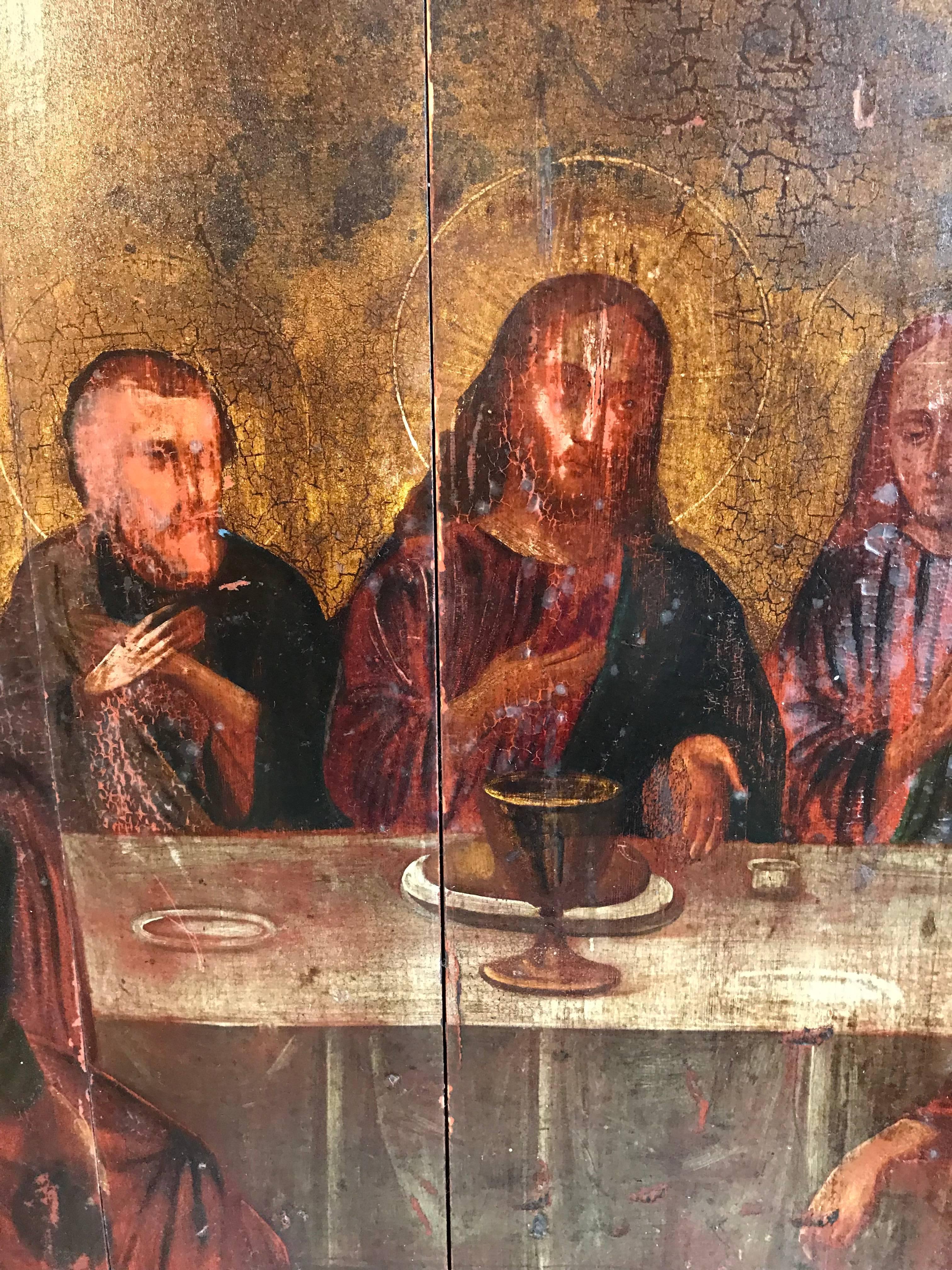 The Last Supper
Russian School, 18th century
oil painting on wooden panels
approx: 34 x 32 inches x 1 inch deep

Very rare and important early Russian Old Master oil painting depicting 