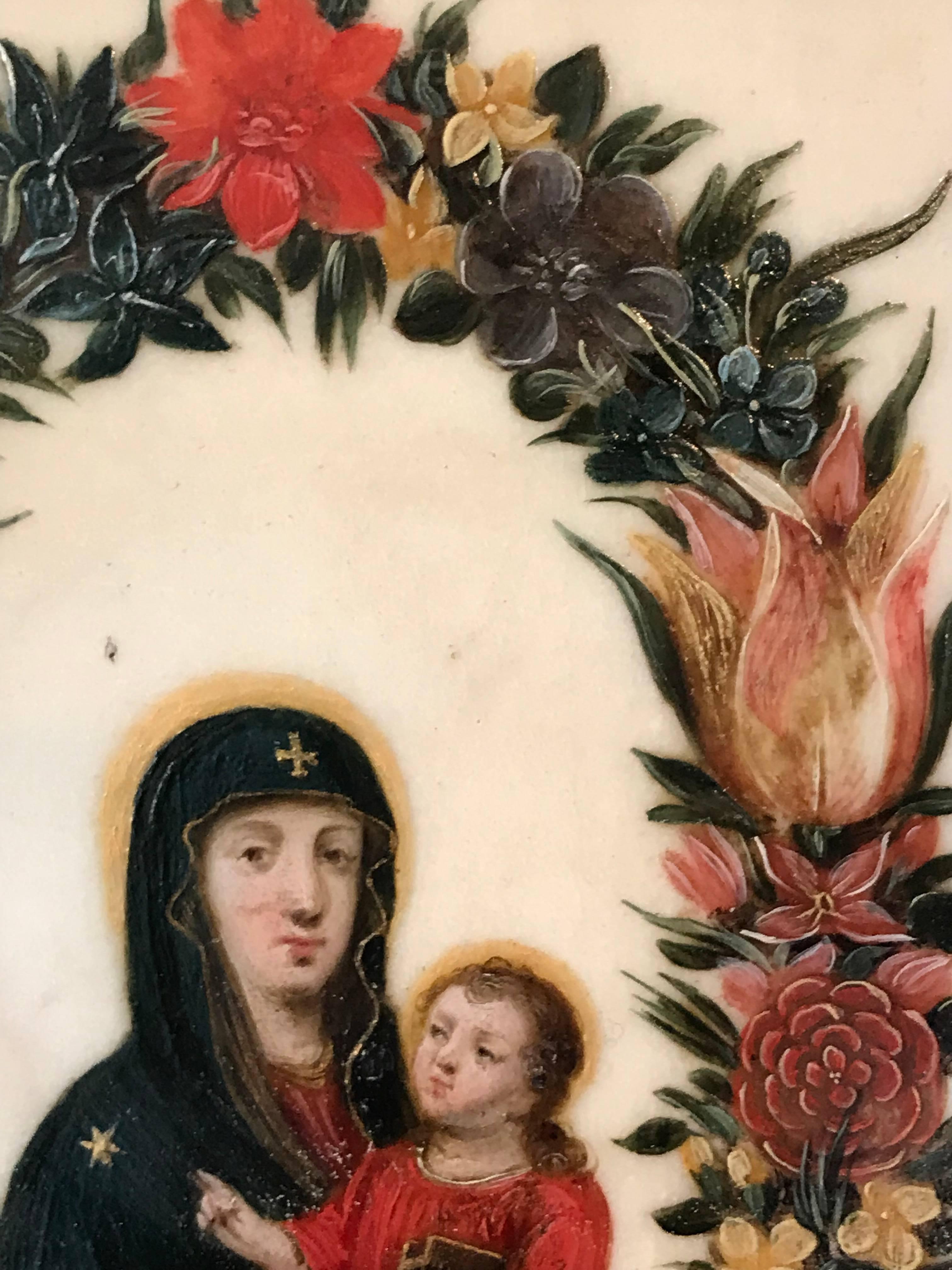 Virgin and Christ Child, Oil on Marble circa 1620 1