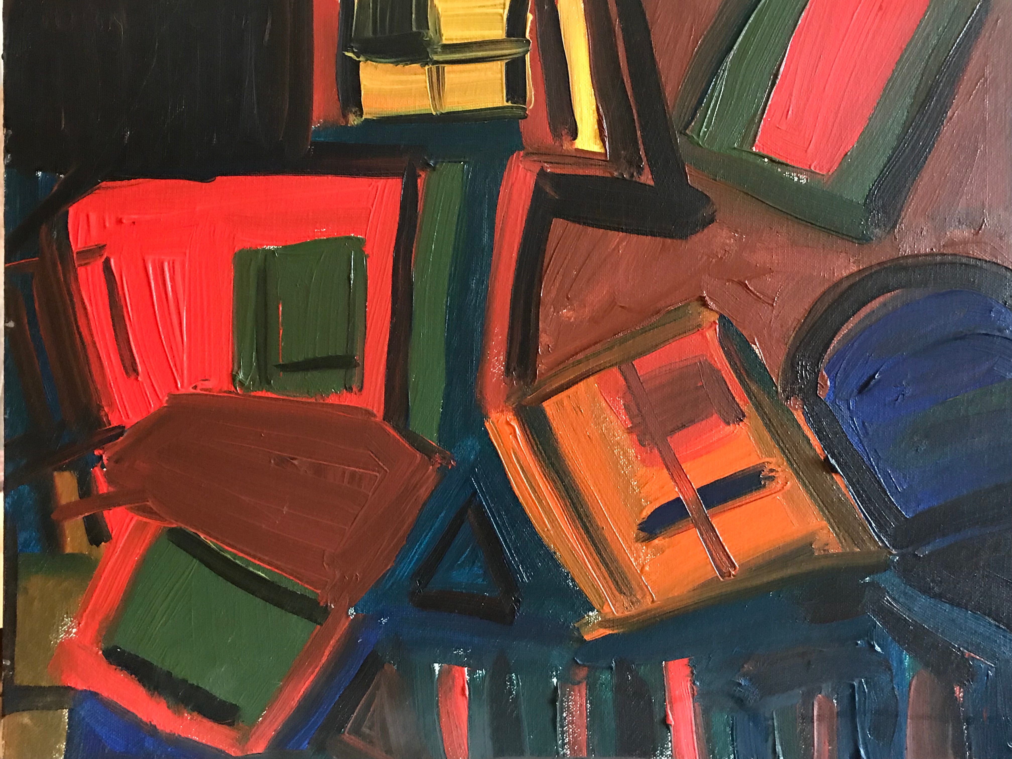 Robert Somerton Huge British Abstract Painting Deep Green against