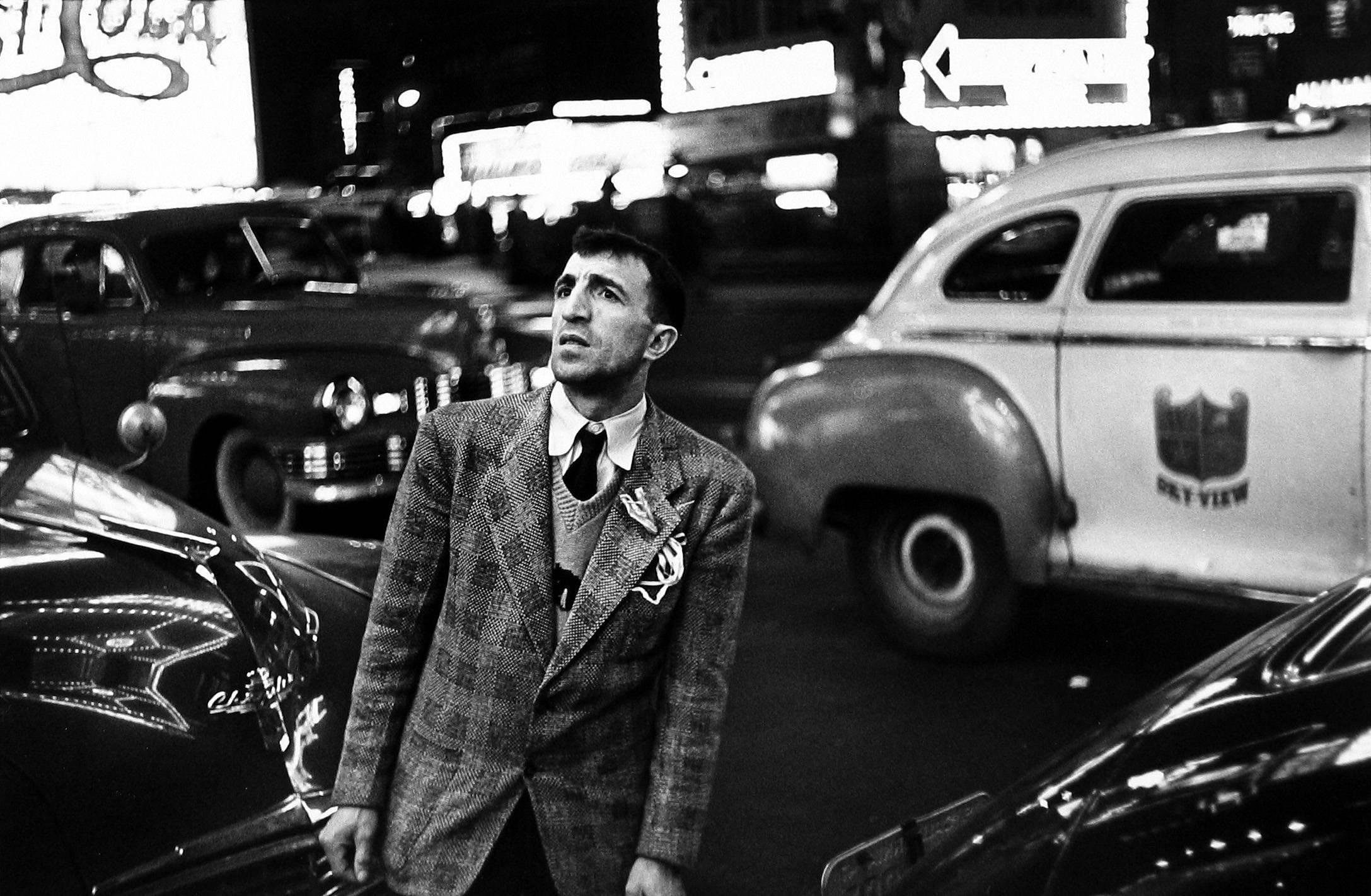 Louis Faurer Portrait Photograph - Champion (Man in Times Square Staring) New York City