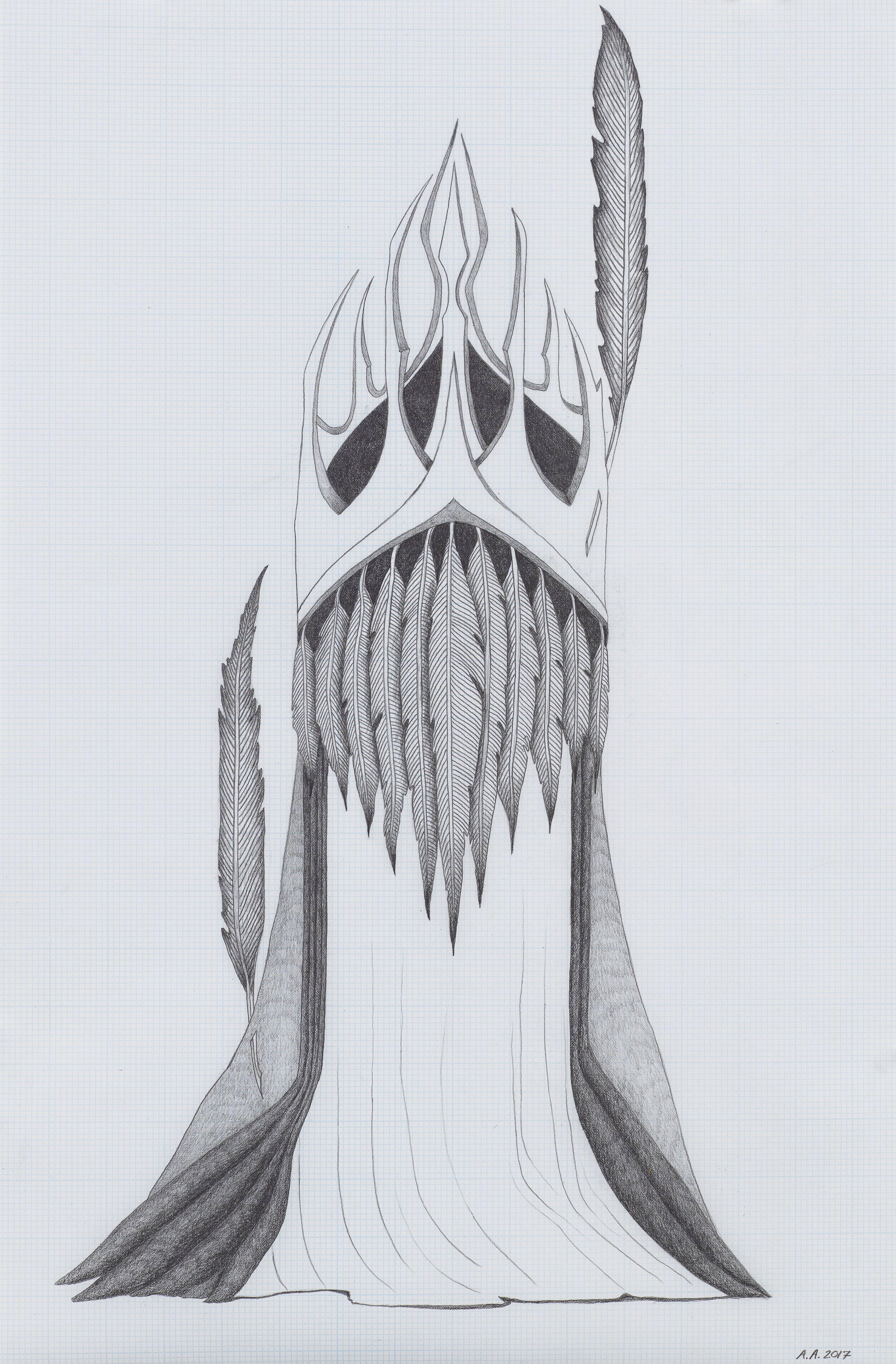 Afruz Amighi Abstract Sculpture - Headdress for the Unborn (drawing)