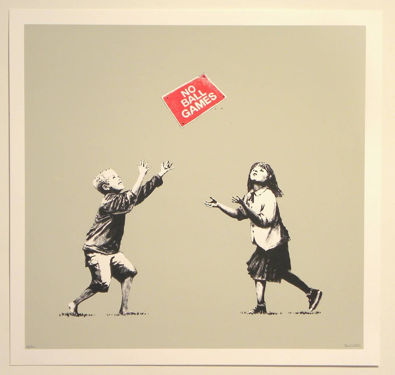No Ball Games, Gray - Print by Banksy