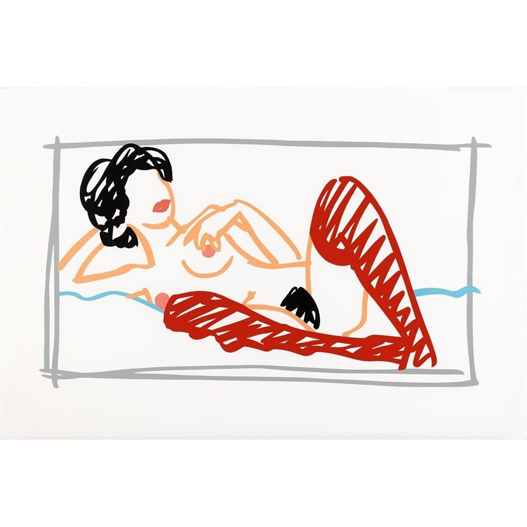 Fast Sketch Red Stocking Nude - Print by Tom Wesselmann