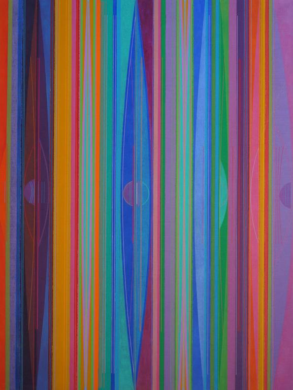 Julio Granda Abstract Painting - Between the Bands/The Journey