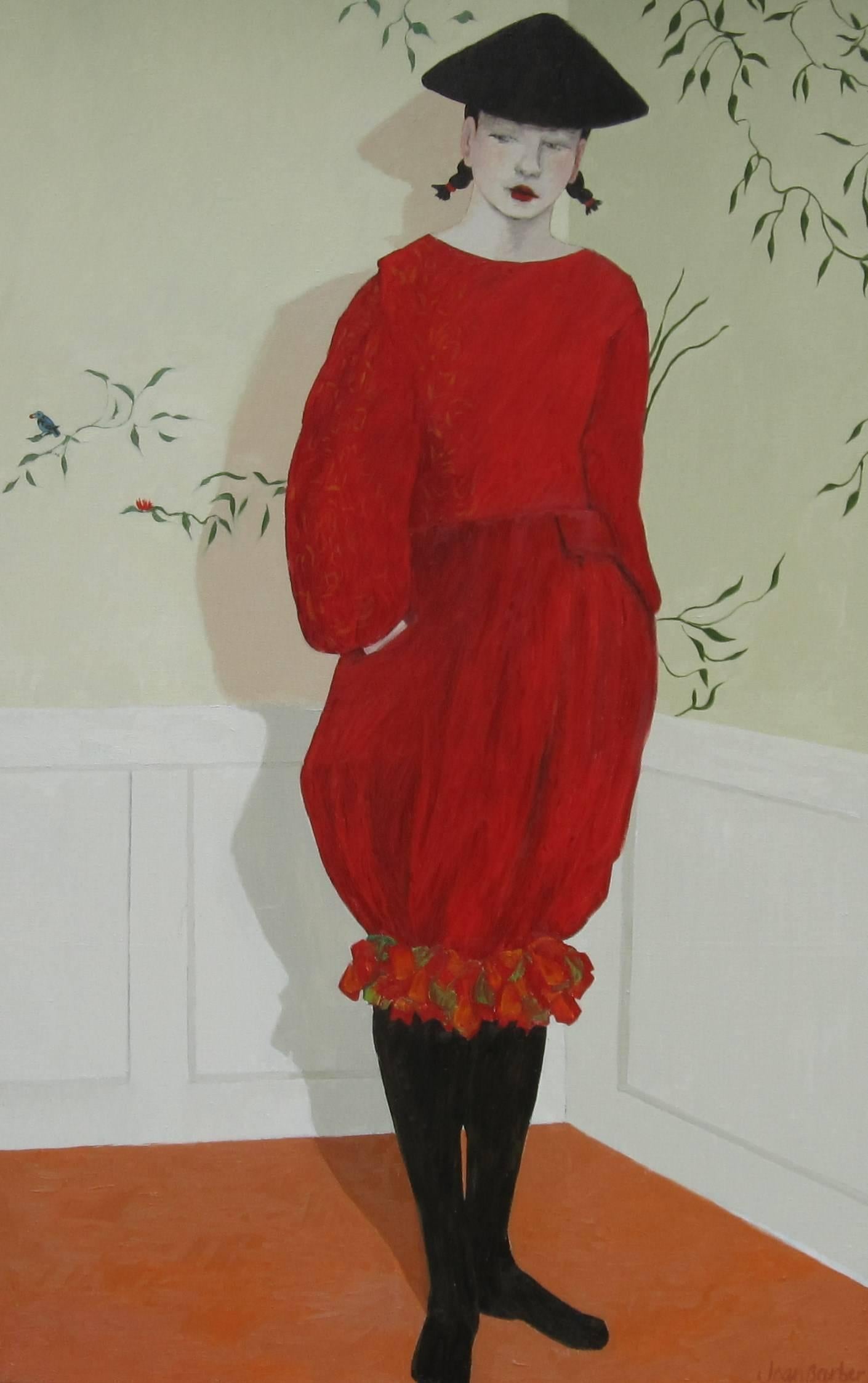 Joan Barber Figurative Painting - Girl in Red
