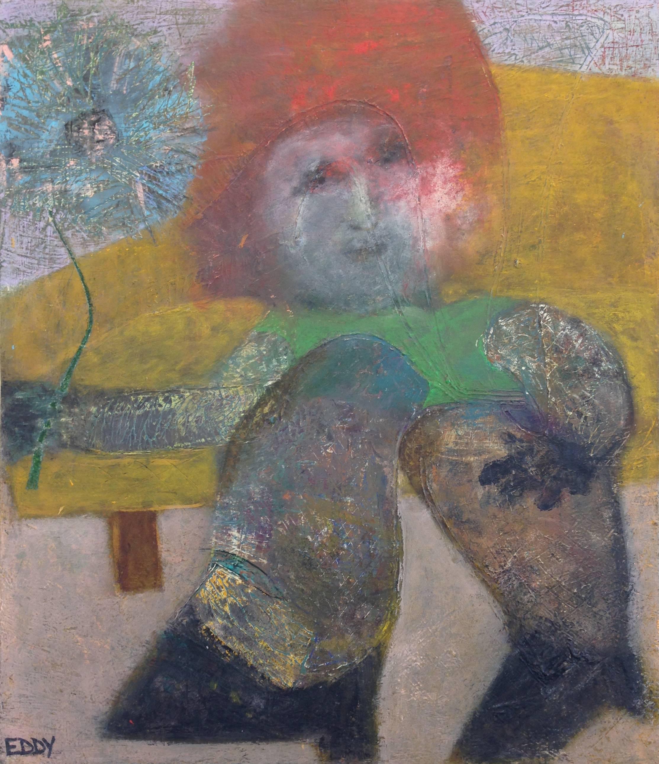 David Eddy Figurative Painting – Mädchen mit Blume