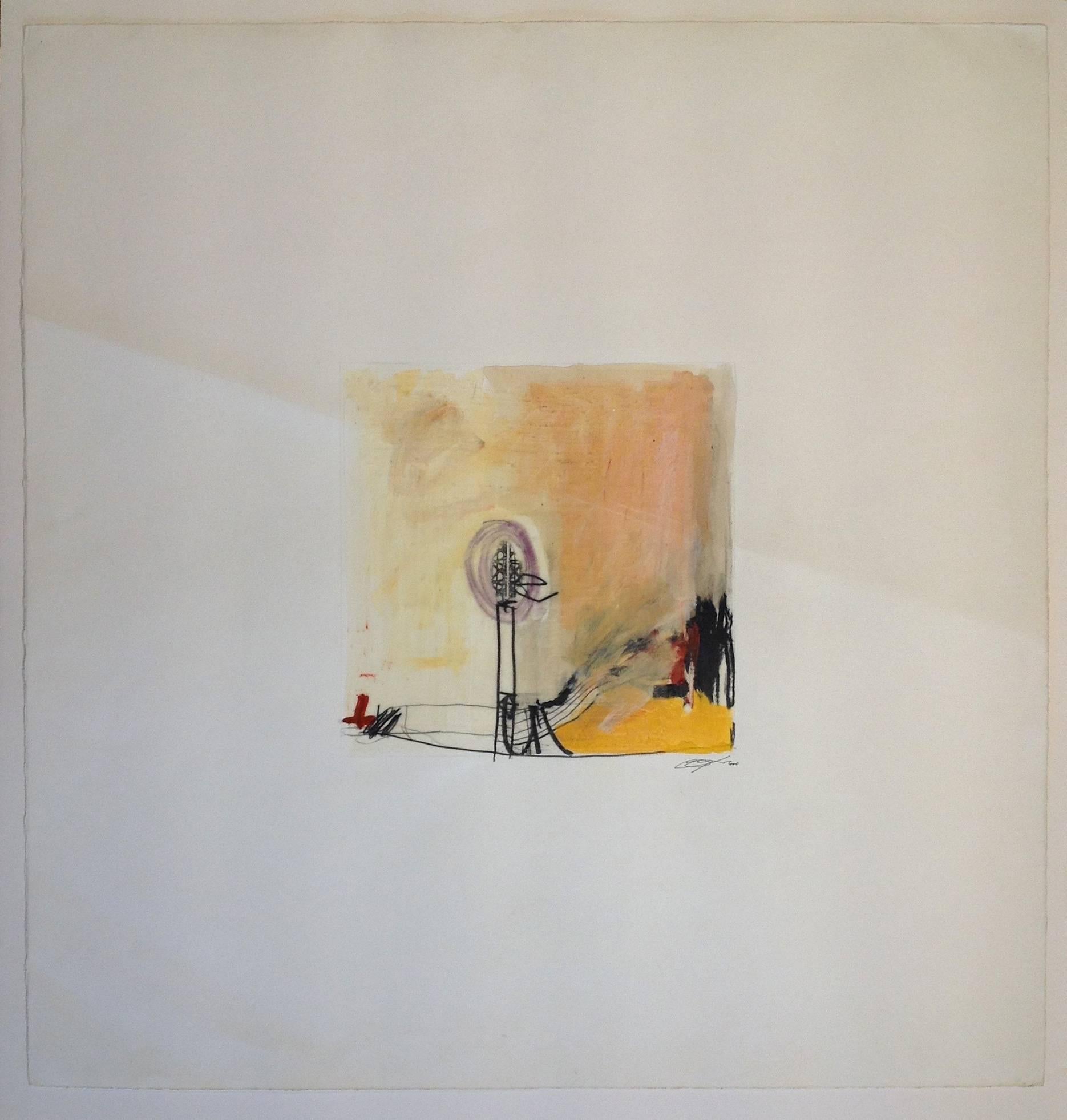 untitled - Beige Abstract Painting by T.L. Lange