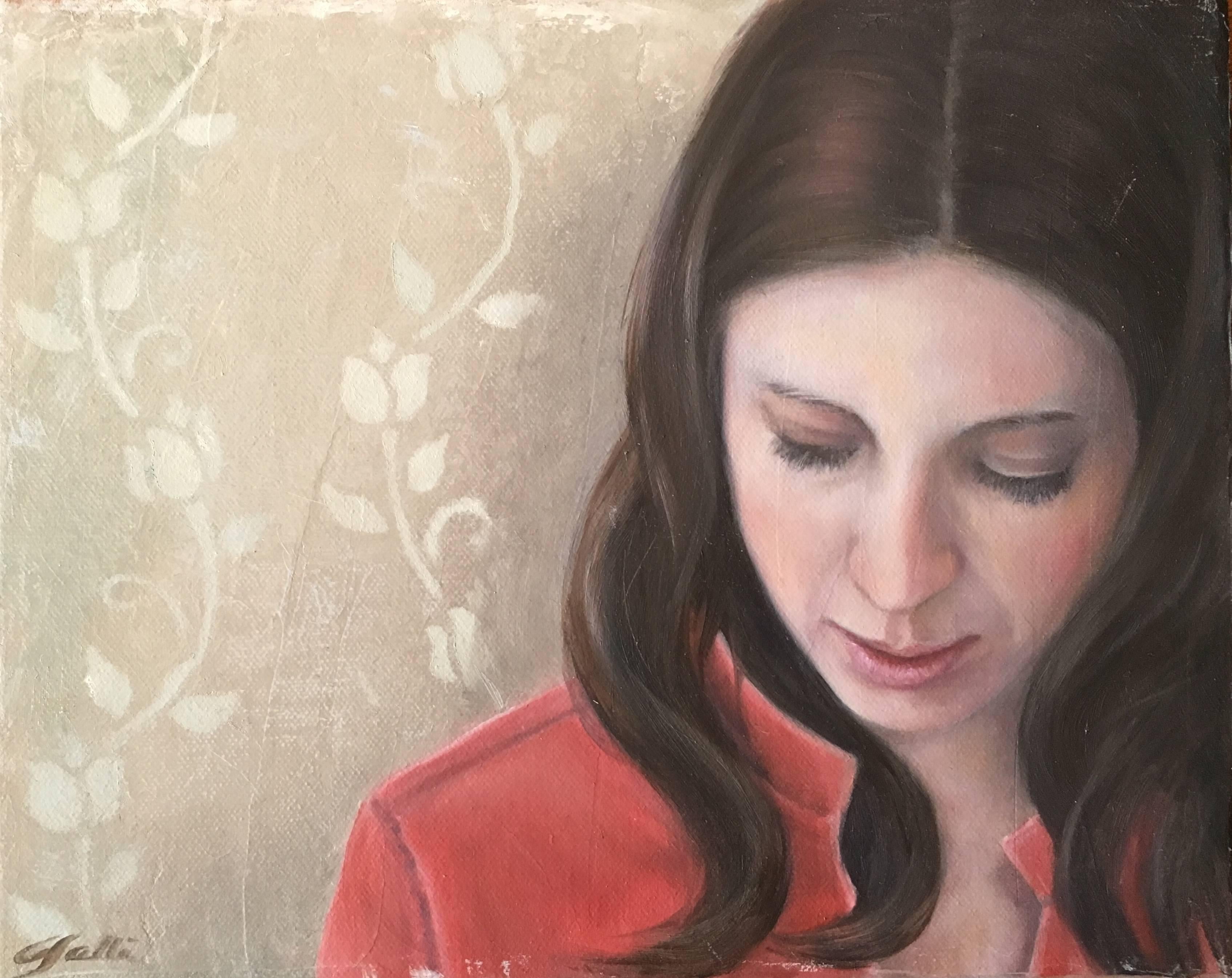 Kris Galli Figurative Painting - The Girl in the Red Coat