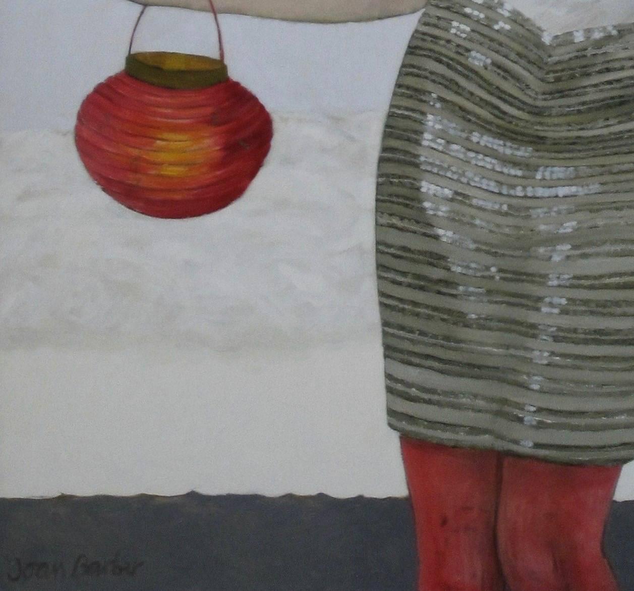 Weight of Fire - Gray Figurative Painting by Joan Barber