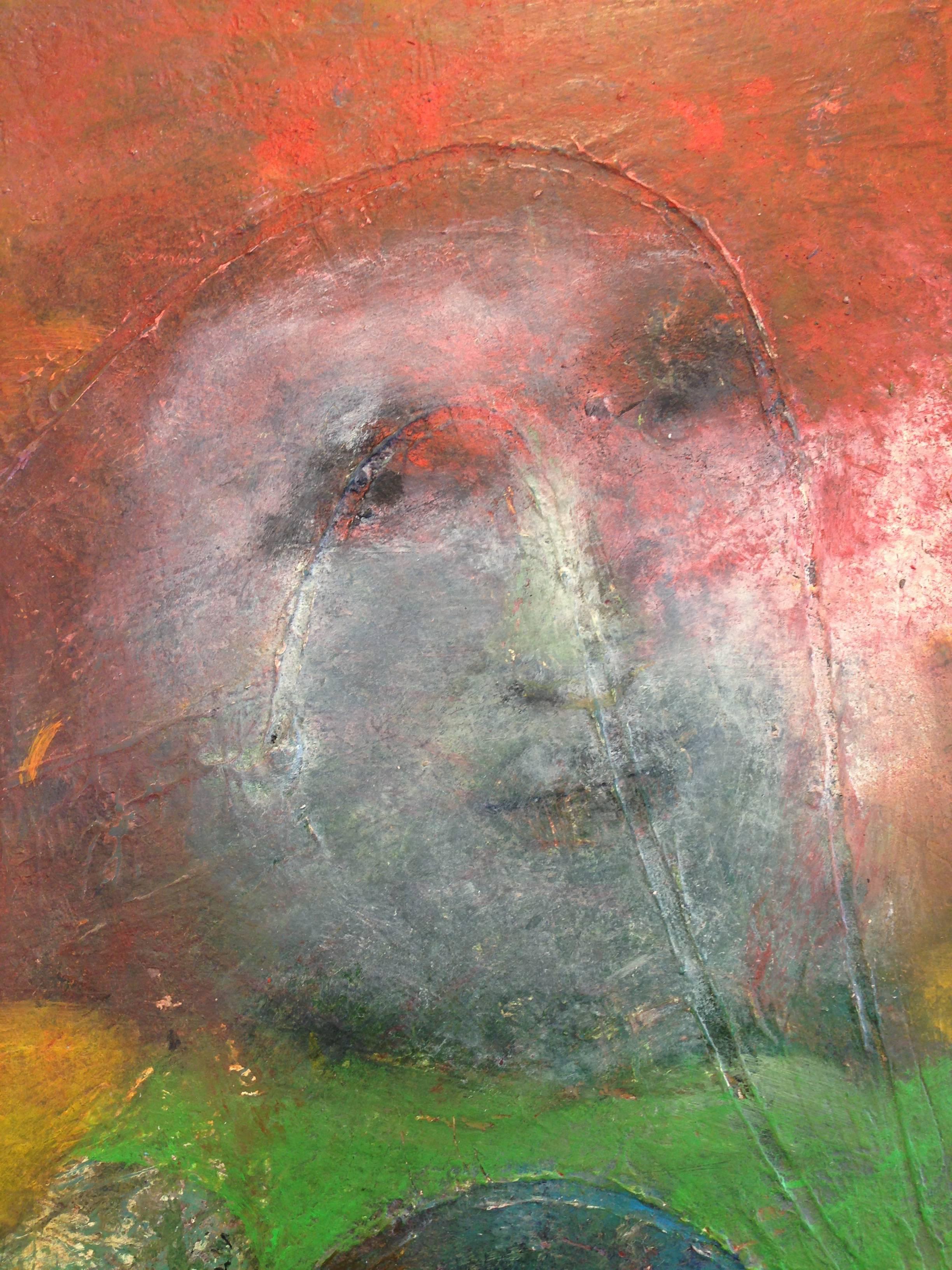 Mädchen mit Blume – Painting von David Eddy