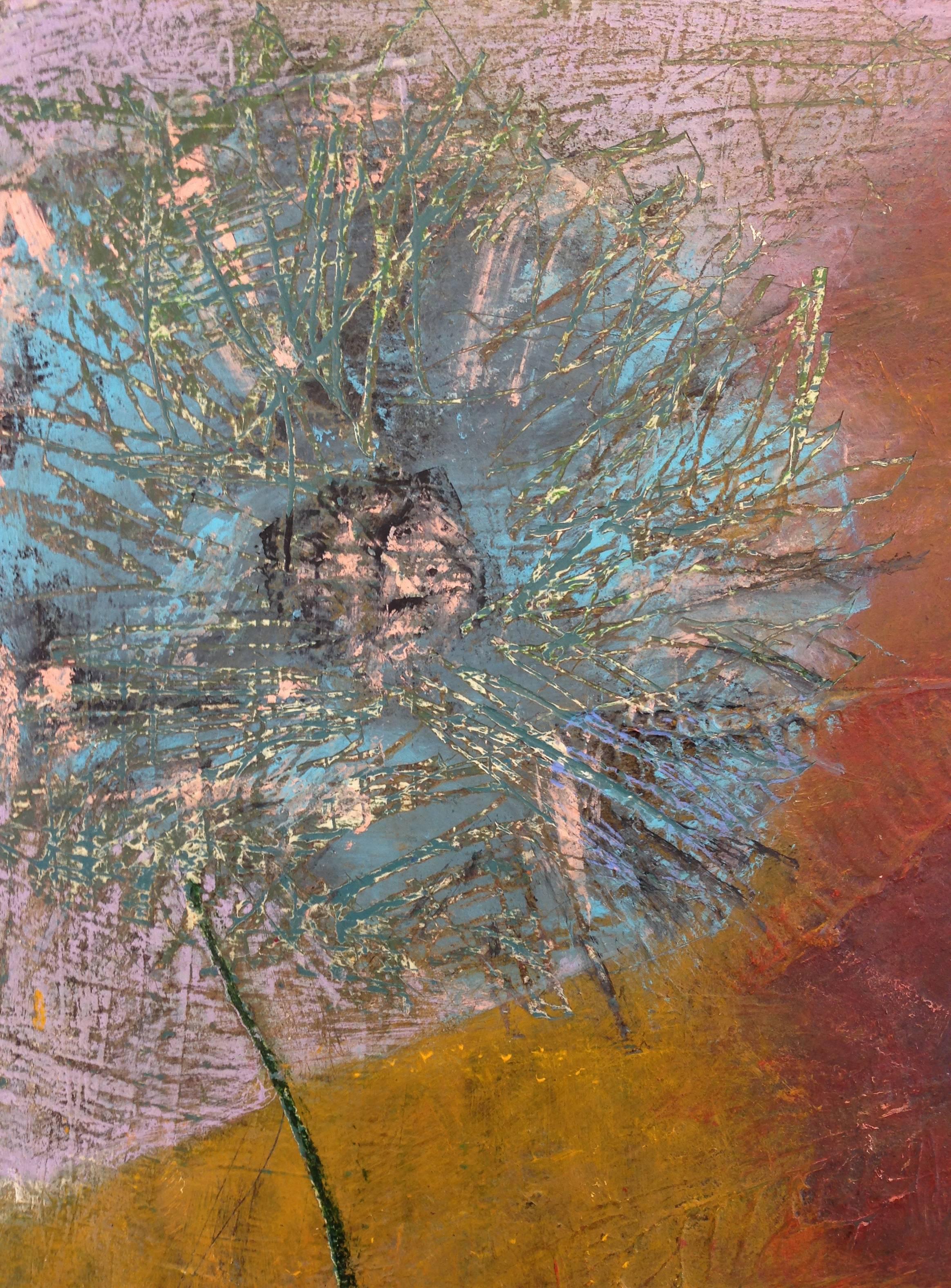 Mädchen mit Blume (Braun), Figurative Painting, von David Eddy