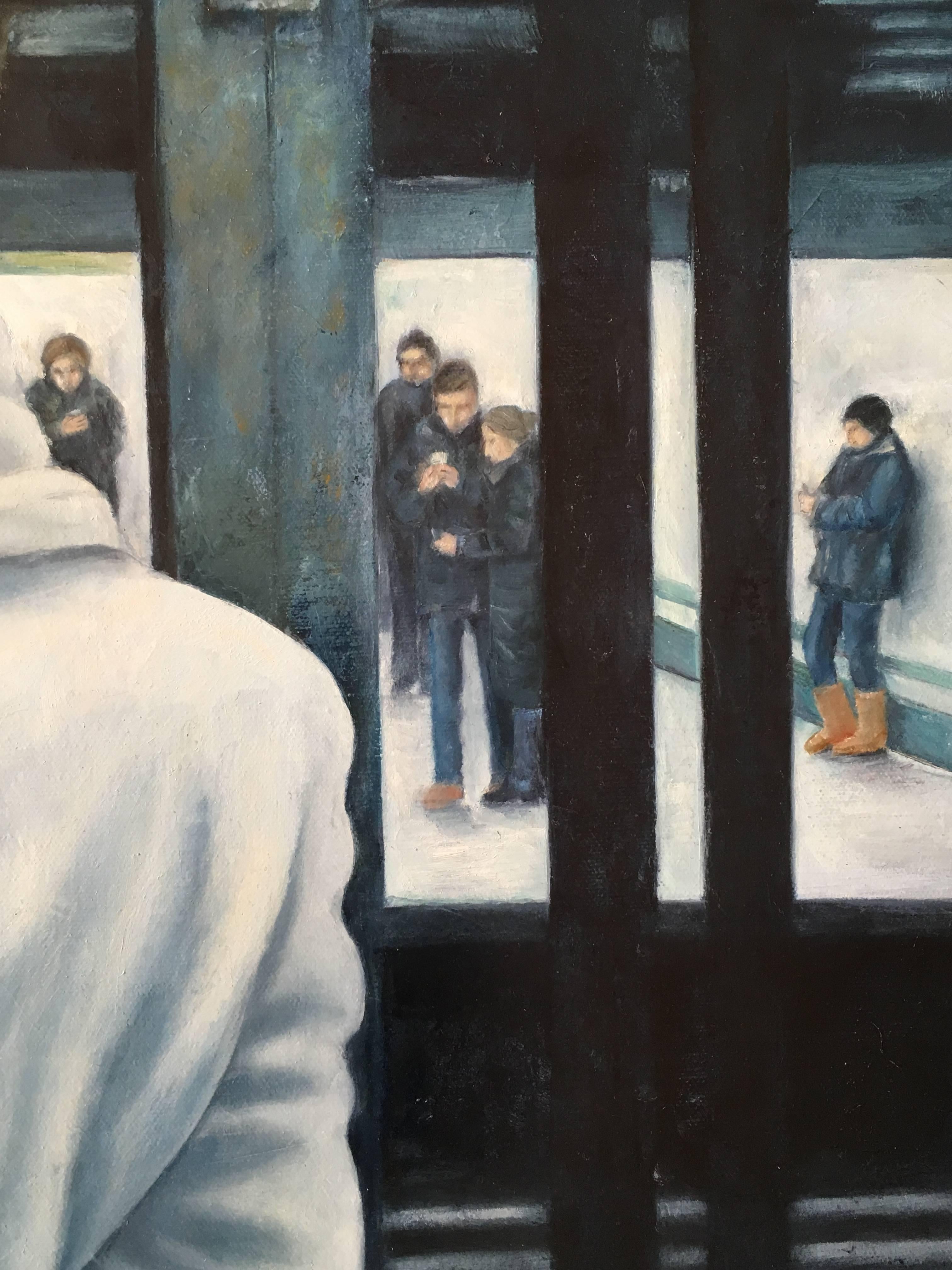 The Angel of Prince Street Station - Black Figurative Painting by Kris Galli