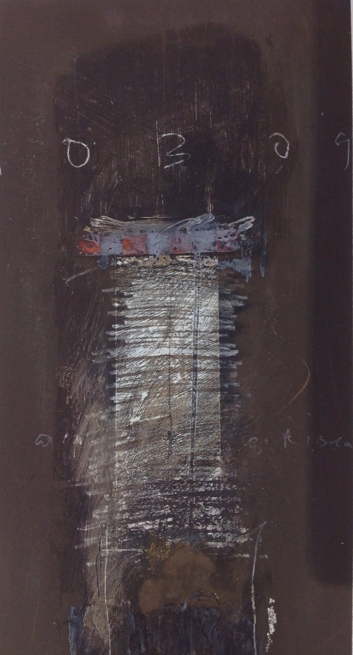 untitled - Gray Abstract Painting by T.L. Lange