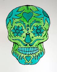 Green Skull Monoprint - Contemporary 