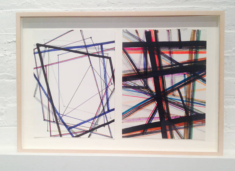 Marker Drawings - Framed Untitled Diptych 3 - Abstract Modern - Fine Art Print - Mixed Media Art by Robert Witz