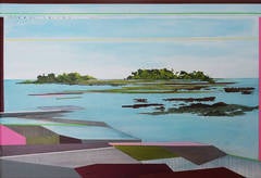 Vista dalla piattaforma - Pittura originale di paesaggio astratto di qualità museale