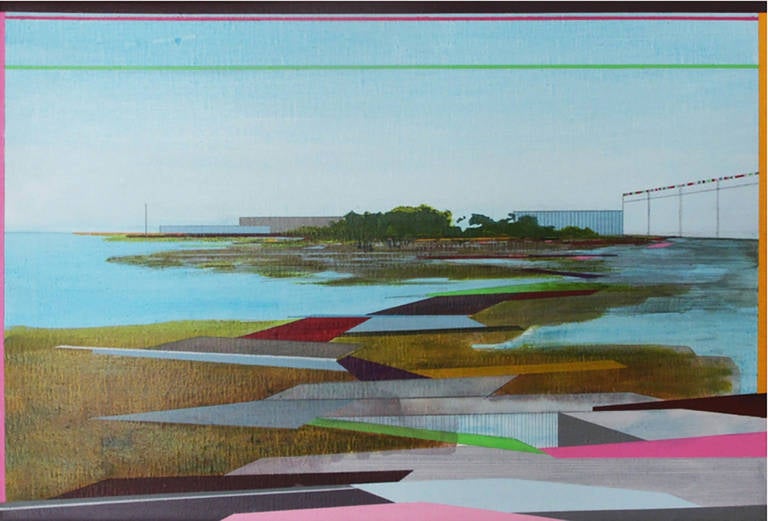 Christina Blaagbjerg Landscape Painting – Hafenansicht – Abstraktes Landschaftsgemälde, Originalgemälde – Moderne Kunst 