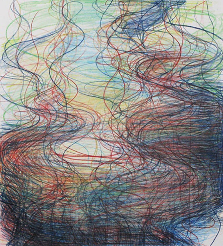 Survey 4 - Dessins abstraits - Crayons colorés sur papier d'archives - Contemporain - Art de Margaret Neill