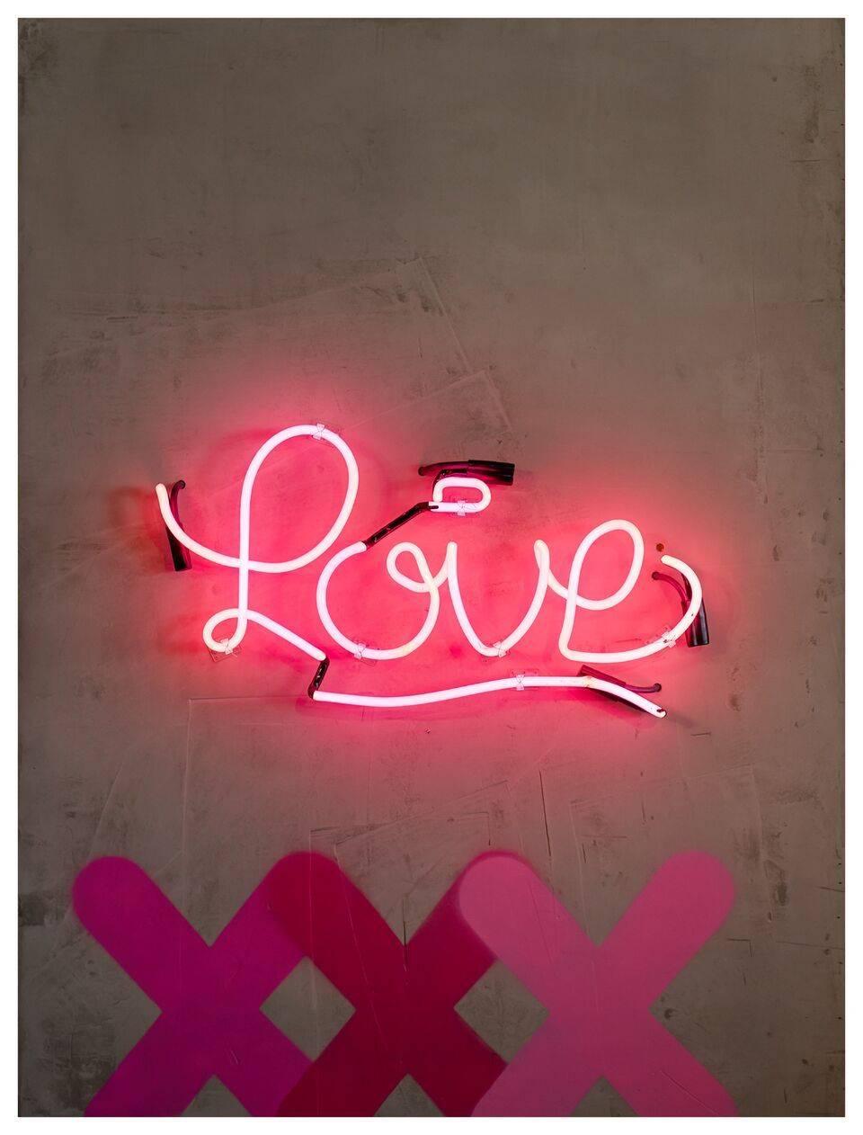 XXXL Love - Original Graffiti Painting - Contemporary - Neon on Wood - Mixed Media Art by Karlos Marquez