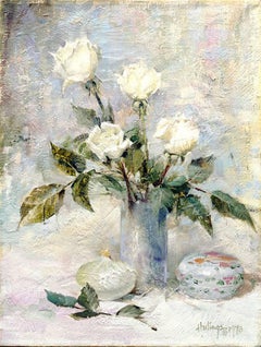White Roses with Onion - Giclee 16x12" - American Master Clark Hulings 