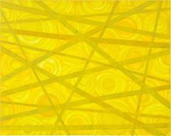 Large yellow acrylic in linen painting. Composition in yellow. By Ien Lucas